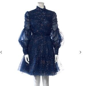 ZIMMERMANN Rhythm Ruched Glitter Dress Blue Size S/2